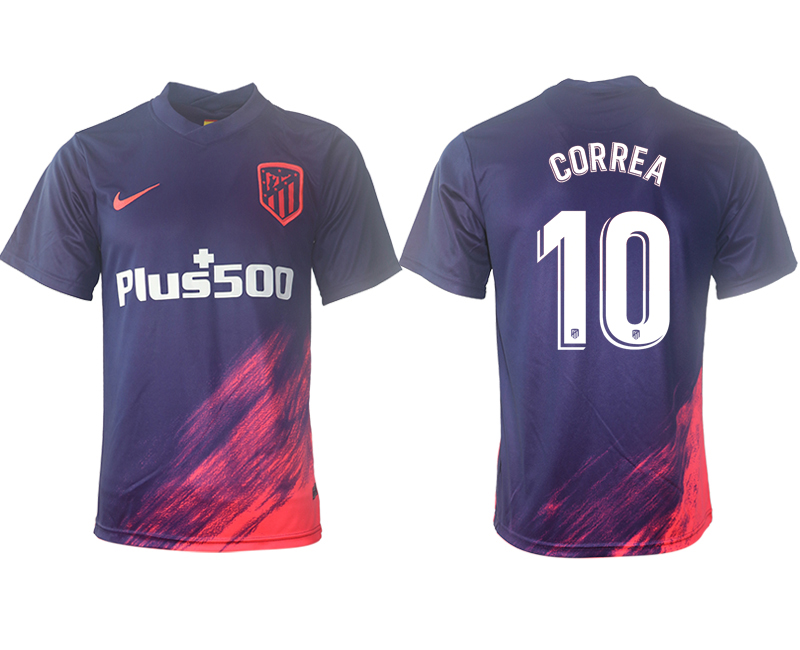 Cheap Men 2021-2022 Club Atletico Madrid away aaa version purple 10 Soccer Jersey